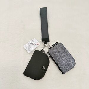 Lululemon Silver/ Dark Gray Dual Pouch Wristlet Key & Card Holder